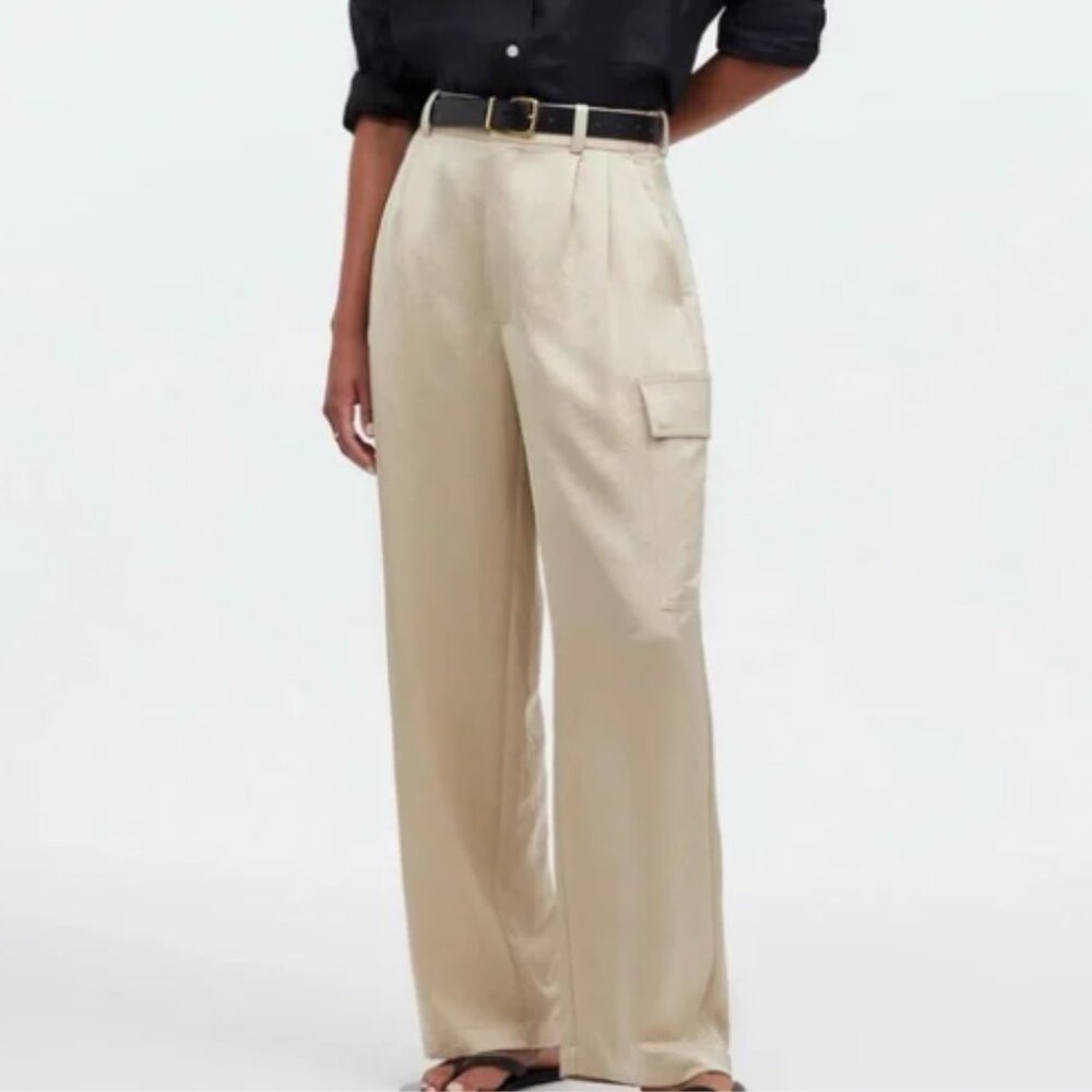 Madewell | High-Rise Straight Cargo Trousers in Satin